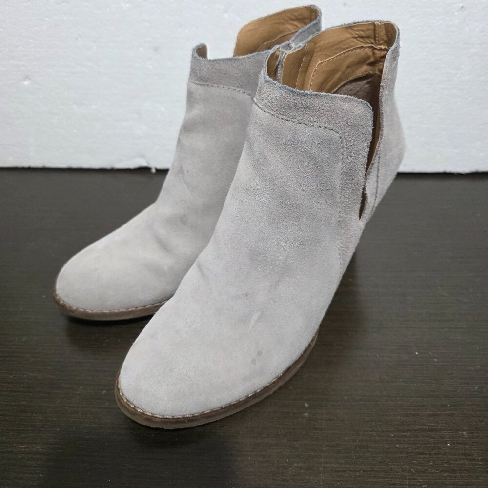 Lucky Brand LK-YABBA Gray Suede Wedge Zip Ankle Booties 9M/40 - Picture 2 of 16